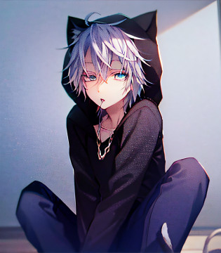 Anime boy with blue eyes sitting on the floor with a cat hood, Neferpitou, menino anime, Gato Anime, menino emo com orelhas de gato e cauda, Gato Anime, Gato Anime bonito, Gato Anime bonito, olhos prateados de corpo inteiro, night core, amante de anime, cara de anime alto com olhos vermelhos, Nekomimi, Kaworu Nagisa