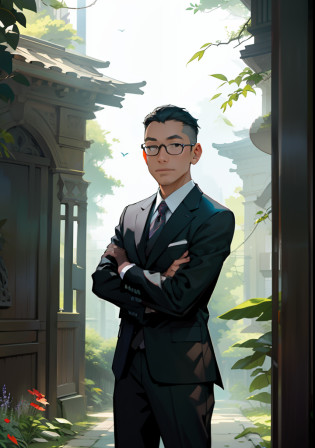 (hierrealism), (high resolution), In the scene, we see a man dressed in formal attire, holding a briefcase, but with a serene and determined look on his face. It is in an urban environment, surrounded by skyscrapers and a bustle typical of urban life.  However, in front of him, there is a striking contrast. A verdant path opens, with tall, leafy trees rising toward the blue sky. The winding path is surrounded by shrubs and colorful flowers, exuding a soft aroma.  The executive is about to take the first steps on this path of nature. He is barefoot, symbolizing disconnection with the material world and the desire to connect with the earth. As he progresses, he leaves behind the chaotic urban environment and approaches the serenity and tranquility that nature offers.  Sunlight shines brightly on the path, highlighting every leaf, every flower, and every detail of the surrounding vegetation. Birds sing merrily in a natural symphony, and colorful butterflies dance in the air.  The executive extends his arms, absorbing the energy and vitality that nature offers. Her face reflects gratitude and admiration as she observes the beauty around her. He realizes that nature is a source of inspiration, healing, and renewal, something he needs to find balance in his hectic life.  This image conveys the message that even in the busy and stressful life, it is possible to find a moment of pause and reconnection with nature. It reminds us of the importance of taking care of our physical, mental, and spiritual health, and how nature can play a key role in this process. 8k