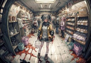 masterpiece, best quality, illustration, beautiful detailed
<lora:add_detail:0.4>
kaname madoka standing in a postapocalyptic  trashed messy store with lots of blood on the shelves and a bag of stuff, depth of field, fisheye lens, audience, crowd, fisheye, winter clothes, (transparent jacket iridescent,), miniature city , zombies