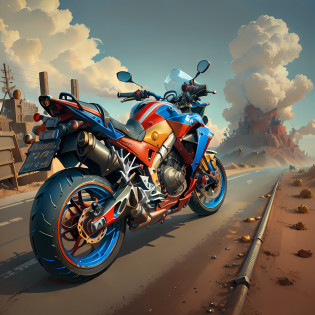 HONDA CBR 1000r,Vista Total Mad Max CogPunkAI ,Cores 64 k, ((vermelho,amarelo,portanto ,azul))portanto,4D ,