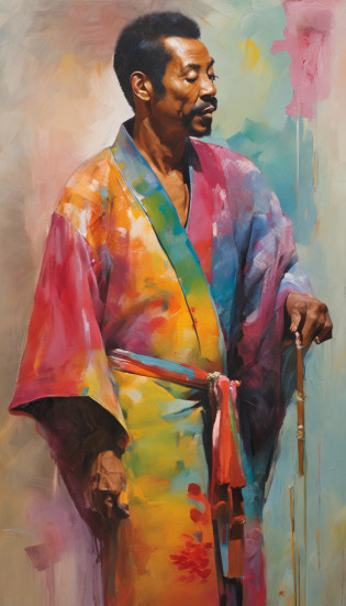 ((Yukata)),Freddie Mercury?kindly smile?jpn?veranda?wind chime?(1male people, Solo:1.6),(Best Impact:1.5), (maximalism:1.7),Vivid contrast, (Realistic), hyperrealistic illustrations, hight resolution, ultra-detailliert, absurderes,(Fractal Art:1.3)?Random hairstyle?Random hair color colorful?FULL BODYSHOT?Retro?Precise focus?randome pose?cinema4d?Drama