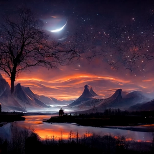 Breathtaking night landscape with syellecafen