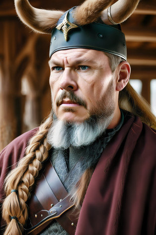 guttonervision8, a hyper-realistic portrait of a man dressed as a Viking, with extraordinarily detailed hair, skin, and bright brown eyes. He is wearing characteristic Viking attire, including his enormous beard and horned hat.

In this extraordinary artwork, the man's features are captured with impeccable precision and detail. His hair, whether braided or flowing, is rendered in hyper-realistic fashion, showcasing the intricacy of Viking hairstyles.

The quality of the illustration is of extreme excellence, allowing every aspect of the man's skin texture to be visible. Every wrinkle, scar, and pore is meticulously portrayed, adding depth and realism to his rugged appearance.

The man's intense and captivating brown eyes draw the viewer into the portrait, reflecting the spirit of a true Viking warrior.

He wears the traditional Viking garb, including a fur-lined tunic and leather armor, along with his characteristic beard and horned hat, giving him an imposing and commanding presence.

The final artwork will be an 8K UHD masterpiece, showcasing the extraordinary level of hyperrealism and fotorrealism in the portrayal of this Viking warrior. Viewers will be captivated by the incredible attention to detail, feeling as though they are in the presence of a legendary figure from the past, brought to life in the modern age.