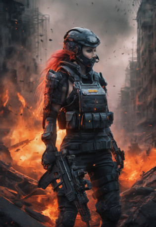 Postapocalyptic combat scene with a Beautiful hyperrealistic photograph of cute Young woman (((with Runic tattoos as a Combat Medic))), ((dirty face Blood splattered)), (((wearing Black Assault mecha armor, combat harness, Neon highlights, holding a assault rifle))) Short Blonde Dreadlocks, combat pose, (((Tending to Injured Soldiers))), exterior of Destroyed building, Fires, Smoke, debris, Camo netting, Ammo Boxes, Rain, Stormy, Wet, abstract beauty, near perfection, burning scene in the background, the forest is on fire, winner of the year's best photo, the world on fire, post-apocalyptic hellscape military photography, photo epic of the year, fire on the horizon, epic cinematic shot, pure form, intricate detail, 8k post-production, High resolution, super Detail, trending on ArtStation, sharp focus, studio photos, intricate detail, Very detailed, By Greg Rutkowski