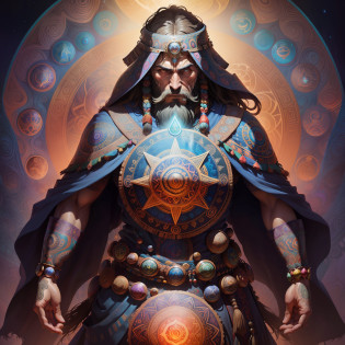 beard, visionary art style, psychedelic organic shaman, psytrance artwork, dan mumford and alex grey style, highly detailed visionary art, epic shamanic dmt art, visionary art, shamanic poster lsd art, psychedelic illustration, elemental guardian of life, an interdimensional being, god of time and space