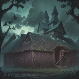 Haunted House: Feature a decrepit and looming haunted house as the central focus. Its dilapidated structure should evoke a sense of abandonment and mystery.
Spirits: Surround the haunted house with wispy and translucent spirits, giving the impression of ethereal beings trapped within its walls. Their presence adds an otherworldly and ghostly atmosphere.
Skeletons: Place eerie skeletal figures in the foreground or lurking around the house, symbolizing the dark secrets hidden within. Their presence represents the haunted history of the location.
Dry Trees: Frame the haunted house with skeletal, leafless trees. Their twisted branches and withered appearance enhance the desolate and macabre ambiance.
Composition:
Arrange the elements in a way that draws attention to the haunted house while incorporating the spirits, skeletons, and dry trees as complementary elements. Play with lighting effects, shadows, and a muted color palette to enhance the ominous atmosphere.

Title Placement:
Position the title, 