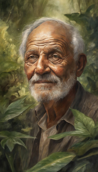 tmasterpiece, Smart old man walking through the jungle in fireflies, (high detal: 1 1), The face of an old man, Natural skin, high high quality, NSFW, beautidful eyes, (detailed faces and eyes), (the face: 1 2), noise, Extra, Realphotos, .....PSD, Lamp film photography, foco n�tido, contrasty lighting, Detailed skins, High resolution 8K, insanely details, realisticlying, professional photoshooting, 8K  UHD, SLR camera, gentle illumination, high high quality, Film Particle, Fujifilm XT3