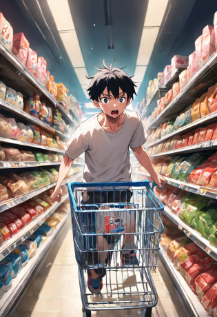 Screen description?The supermarket is crowded?The items on the shelves were swept away?A man in a white T-shirt holds a shopping basket?Run from shelf to shelf?Try to find more items?His eyes were firm?The face was full of anxiety and determination?People around are frantically snapping up goods?Some carry large bags of salt?Some had bottled water in their hands?Others frantically hoard foods like rice and flour?Men desperately fill their shopping baskets with noodles?But it turns out?The water has been snapped up??He looked at the crazy crowd around him?Sighed helplessly?The idea of finding water can only be abandoned?