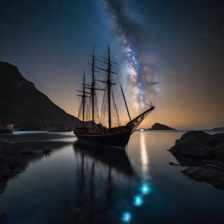 Master Parts?Superior Quality?superior image quality?The 8k quality??Beautiful pictures of the starry sky?magnifica?Arched Milky Way:1.9?Sail ships:1.9?Blue Sea?shooting stars:1.9