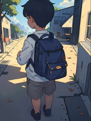 There was a little boy walking through the school gate with a backpack on his back, bookbag, with a backpack, Student, Backpack, , child, zmonzheng, nanquan, instagram picture, kiddy big breasts, yanjun cheng, toddlers, A little boy with a backpack on his back, walking boy, Back Shadow, photo pinterest?Back Shadow?Faraway view