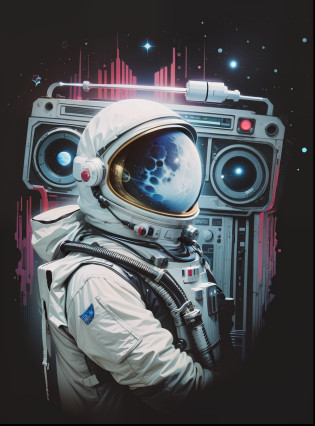 Art work for t-shirt Graphic of  astronaut whit planets, moon, neon colors, contour, vector image, flat White background, simple, clipart --auto
