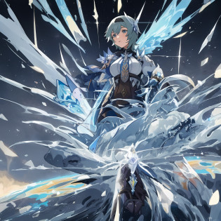 knolling of Eula Lawrence from Genshin Impact game