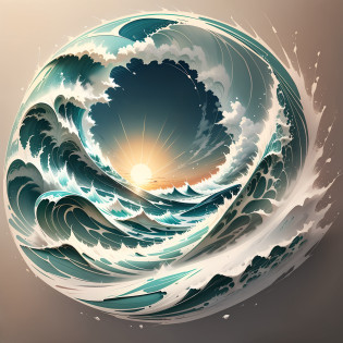 a drawing of a sun rising on a wave, tattoo sketch of a sea, simple drawing, tattoo sketch of an ocean, very sunny weather, simple line art, sunny weather, minimalist line drawing, inspired by Sh?bun Tensh?, slightly sunny weather.
