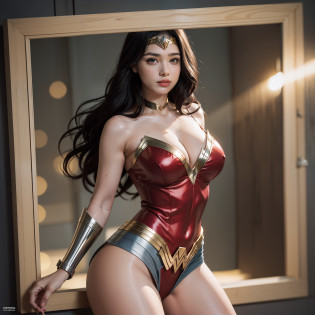 Middle East girl, glgadot, gal gadot, big breast, big boobs, round boobs, gigantic boobs, busty, voluptuous body, long legs, best body proportion, show cleavage, major cleavage, show major cleavage, show legs, show major legs, show full legs, cosplay wonder woman, mini wonder woman costune, string wonder woman costume,  no underwear, no undies, no under garments,, naked, full body shot, haze effect, golden light, ancient Greek background, burning war background, , ember spark, , black hair, long hair, makeup, focused expression, slightly smile, Hyperrealism, cinematic lighting, depth of field, ray tracing, reflection light, backlighting, bokeh, f/1.2, 135mm, Canon, UHD, masterpiece, anatomically correct, super detail, high details, high quality, award winning, best quality, highres, 8k