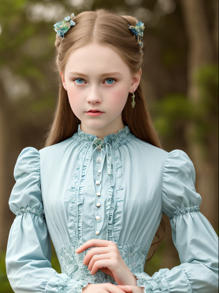 Best quality, Masterpiece, high resolution, Original, highly detailed wallpaper, Beauty,?dress, ?teens girl?Real Human?Authentic?blond?Blue eyes?Old photos?Angry?irate?bit girl?Angry face?Angry?British retro style?British 19th century?English aristocracy?Long-sleeved dress