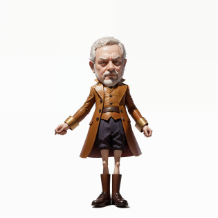 In this image President Luiz In�cio Lula da Silva this with a body of Pinocchio would like the body of Pinocchio to be improved leaving him chubby add the nose of Pinocchio in place of the original nose of Lula , favor to give more realism, vish of course that this is the face of President Lula keep evident characteristics that this is Lula leaves his left hand with 4 fingers without rod would a right hug he'll be stretched forward making a positive sign --auto --s2