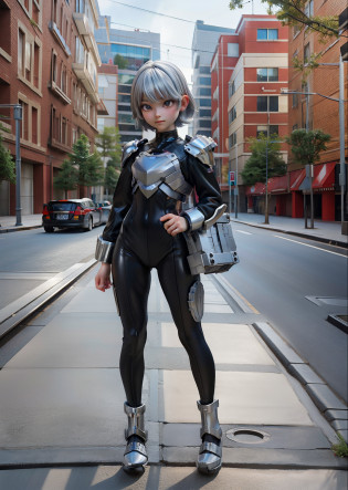 ?girl with?15yo student???Wearing an armor suit made of small multi-colored Lego bricks???kawaii girl?Silvery hair?short-hair?full body?is looking at the camera?dynamicposes?Huge Lego brick background?masterpiece, best quality, 4k, 8k, realistic?photo realistic?RAW, photo?photography, perfect anatomy?correct anatomy?perfect proportion?
