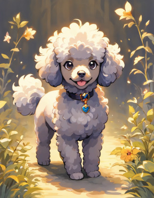 Behold a stunning work of art in Naoki Saito's signature style, featuring the charming and elegant Miniature Poodle. This exquisite illustration captures the essence of this beloved breed with a touch of grandeur and mystique.

Its black fur is depicted with intricate attention to detail, showcasing every curl and wave, while the eyes hold an air of wisdom and grace. The Miniature Poodle's pose exudes a regal and confident aura, reflecting the breed's proud demeanor. On a white background. very detailed eyes,

Naoki Saito's use of rich, vibrant colors brings life to the artwork, making the Miniature Poodle stand out against the backdrop of lush scenery. Each stroke of the brush tells a story, evoking a sense of wonder and admiration for this enchanting creature.

This illustration is more than just a visual delight; it's a testament to the skill and artistry of Naoki Saito, inviting you to immerse yourself in a world where the Miniature Poodle reigns supreme. Whether you're a fan of art, dogs, or both, this piece is sure to captivate your heart and imagination.