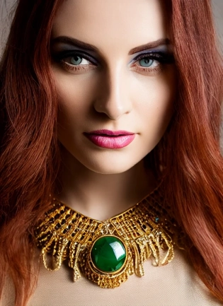 a vibrant professional studio portrait photography of a young, pale, goth, attractive, friendly, casual, delightful, intricate, gorgeous, female, piercing green eyes, wears a gold ankh necklace, femme fatale, nouveau, curated collection, annie leibovitz, nikon, award winning, breathtaking, groundbreaking, superb, outstanding, lensculture portrait awards, photoshopped, dramatic lighting, 8 k, hi res