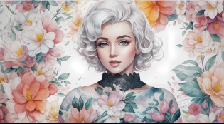 Marilyn Monroe stechu,(white background:1.4), off shoulder, ((tachi-e)), original,(illustration:1.1),(best quality),(masterpiece:1.1),(extremely detailed CG unity 8k wallpaper:1.1), (colorful:0.9),(panorama shot:1.4),(solo:1.2), (ink splashing),(color splashing),((watercolor)), clear sharp focus,{ 1girl standing },,flower background, outdoors, lilyes, looking at viewer, make happy expressions,soft smile,pure,beautyfull detailed face and eyes,beautyfull intricacy clothing decorative pattern details, black hair,black eyes,colorwater