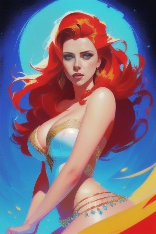 [Scarlett Johansson] as Aphrodite, fantasy setting, a real perfect female anatomy of a ginger, elaborate wedding dress, bride, bridal lingerie, vivid colors, bare shoulder, hyper details, volumetric lighting, cinematic lights, epic cinematic, extremely high detail, post processing, readhead, freckles, very long hair, wallpaper, Film Grain, breast implants, k-cup, Illustration, Oil Painting, Cover Art, Concept Art, style of Anton Fadeev
