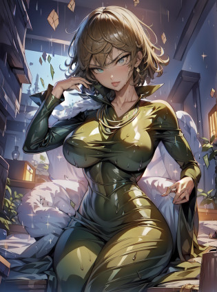 Anime-style face?1.5?Skinny black latex cleavage dress, tiny waist, Thin waist: 1.7,ultra realistic 8k cg, masterpiece, ((ultra detailed background, delicate pattern, intricate detail)), ( highly detailed, fine details), best quality, (photorealistic:1.7)?Greasy body, There is a body where lubricating oil flows down, Verism, Verism? (NSFW: 1.8), the perfect body. (sexy eyes) (seductive eyes) (clothes wet with water) (completely transparent plastic top) (suspender stockings, suspender stockings, high-gloss stockings) fleshy thighs tightened by high-gloss suspender stockings, huge soft breasts. Outermost transparent gauze on body, beautiful woman, surreal, 1 girl, ((facing the viewer, hand caressing her chest)), (huge soft breasts, attractive body: 2), sitting: 1.6, brunette hair: 1.9, (wet rain, wet body: 1.9), painting, masterpiece, best quality, ultra-detailed, absurd, portrait beautiful, solo, earrings, jewelry, smile, necklace, transparent tights, sexy, volumetric lighting, best quality, masterpiece, intricate details, realistic skin texture, pixiv, super detailed, Artstation trend, oilly skin, Wet rosy skin thin waist: 1.6, Large, upturned breasts, transparent clothes, enormous breasts, anime characters, anatomically correct, textured skin. (nsfw:1.8)enormous breasts, The picture is colorful, The brushstrokes of figure painting are multi-layered and rich?