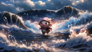 un espectacular wallpaper de Porco Rosso, capturando el esp�ritu irreverente y libre de Porco Rosso, el famoso piloto antropomorfo, en pleno vuelo sobre el mar, sus alas recort�ndose contra el cielo azul brillante y el espejo de agua azul oscuro, con la puesta de sol lanzando un halo de luz dorada sobre la escena, todo recreado con la belleza y el encanto visual del universo Ghibli, con la grandiosidad de una obra maestra de anime que te deja sin aliento, realizado en el estilo tradicional de Ghibli, la imagen final debe ser como un cl�sico cuadro de Ghibli que cobra vida, con colores vibrantes y un nivel de detalle que invita a la observaci�n, cada trazo y textura que transmite la mano de un maestro, --aspect 7:4 --chaos 45 --q 2 --seed 34567 --stop 100 --niji 5