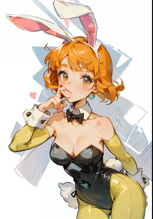 a drawing of a woman in a bunny suit with a bow tie, lola bunny fanart, bunny girl, With bunny ears, original chibi bunny girl, Playboy Bunny, leeloo, bunnypunk, wearing a bunny suit, Lori, cute anthropomorphic bunny, ultrarealistic sweet bunny girl, with large rabbit ears, Anthropomorphic rabbit, Rabbit ears