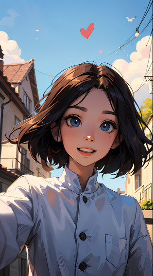 obra-antes, 1girl, (corpo inteiro), cabelos multicoloridos, \ceu azul e nuvens felpudas/ ornamento de cabelo da nota musical, heart-olhos em forma, sorriso leve, Ghibli-como cores, Ghibli-como cores, Ghibli-como cores, cinematic lighting, profundidade de campo, scharacter chart, Largo-Angle, Funciona antes, Funciona antes, anatomicamente correto, pele texturizada, super detalhe, de alta qualidade, Premiado, Alto, best qualidade, 8k
