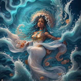 I apologize for the misunderstanding. Here's a prompt for the site's AI to create an ultra-realistic image of Yemanja in high-quality, 8K resolution:

