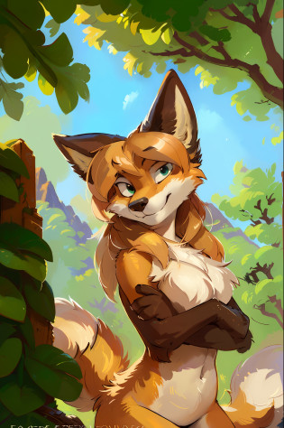 averi, fox girl, big chest, day, sexy, sensual, detailed, uploaded to e621, beautiful and detailed portrait of an anthropomorphic vixen ((woman))) kenket, Ross Tran, ruan jia, uploaded to e621, zaush, foxovh, film lighting, suggestive pose, seductive look, smug smile