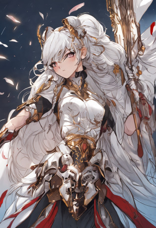 A beautiful princess?White race?white color hair?Dignified and gorgeous?Fight to the death with a beast?Blood splattered at the scene?There were a large number of people waving flags and shouting around