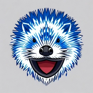 simple logo, no background, smiling blue realistic hedgehog, head and shoulder only, looking at the viewer