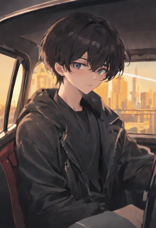 Arad man in a car wearing a black jacket and cell phone, Male Urzan, Shin Jinying, jinyoung shin aesthetic, 1 7 - year - old boy thin face, Kim Do-young, Wearing an all-black door wave mask, ulzzangs, jungkook, boy has short black hair, Cai Xukun, kanliu666