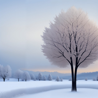 a spruice tree in a winter landscape, tshirt design, rzminjourney, vector-art