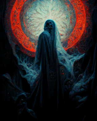 retro classic horror dark vintage sci-fi : : 2D dark matte illustration : : FRACTIONS OF A GHOST :: psychedelic black light style :: insanely detailed :: design by artofsickness666 and Nekro XIII :: satanic horror --w 1400 --h 1750