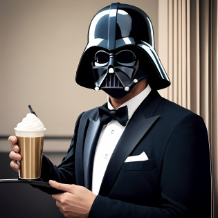 Darth Vader segurando uma bebida e uma bebida em um copo, Retrato de Darth Vader, arte digital de star wars, darth vader sitting at the table, Um agente imperial de Star Wars, Retrato de Darth Vader, Estilo Star Wars Imperial, Pai, Darth Vader, Estilo Star Wars, Foco em Darth Vader, vador escuro, Star Wars Arte Deco, vader as captain america