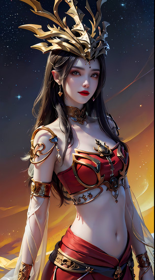 1 27-year-old girl, 1 zodiac goddess from the future, 12 zodiac goddess pink purple, 12 zodiac goddess wearing red silk dress and pants, red and white ao dai hugging her body, pants and Ao dai with 12 zodiac signs with detailed black lace, thin fabric ao dai, mythical goddess of 12 zodiacs from the future, zodiac sign ?, zodiac style sparkling luxury version, dark and mysterious, turban that fits the goddess of the zodiac, red lipstick, thin and beautiful lips, that smile captivates viewers, characters created by karol bak and pino daeni, intricate details, background detailed, hyper-detailed, light magic, a woman in long silk robes, clear face, long hair with flat bangs, beautiful face with attention to detail and well-proportioned figure face-to-face, (transparent yellow eyes: 1.8), big round eyes and very nice and detailed makeup, foresight, long silk clothes, mysterious makeup, side-swept bangs and dyed light blonde, portrait upper half, portrait of the goddess of the zodiac, hanging arms, Realistic and vivid, (the stars that make up the zodiac: 1.7), (the sky background of the zodiac) fiction: 1.8), photo fiction, RAW photos, hanfu photos, best photos, best quality photos, 8k quality, 8k ultra, surreal, most realistic photos,