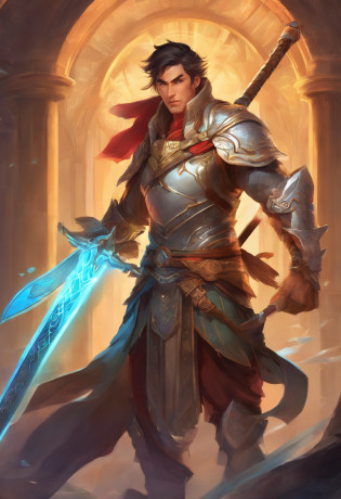 3d character bust of a swordsman, character concept, hand drawn cartoon illustration, Solid and vivid background, Fine, detailed scale, Soft lighting, game character, upper body, Created by Lois Van Barl and Reusch and Ross Tran and Ross Dr�s and Sam Yang and Sam Ess Arts and Altgerm, Best Quality, masutepiece