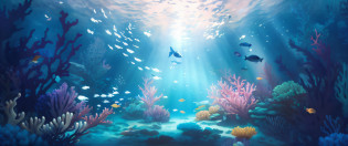 There is a painting?A fish tank with a lot of fish inside, closeup cinematic aquatic scene, Underwater scene, deep underwater scene, underwater with coral and fish, undersea environment, Underwater background, ocean floor, underwater scenery, background artwork, the reef, watercolor painting underwater, underwater ocean, underwater environment, jen bartel, abzu, bubbly underwater scenery, underwater scenery?8k smooth? RAW photo, Best quality, Masterpiece:1.4?Cinematic art ultra high resolution, Ultra-detailed, Hyper-realistic?Realistic rendering and detail?octane