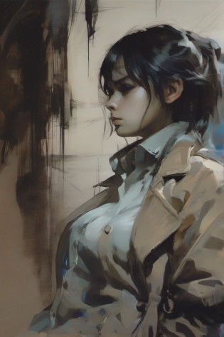 a 1girl, On the verge of a foul, ((????? Ashley-Wood)), grotesque, (realistness), Detailed Illustration, sensitivity, ((Best Quality, tmasterpiece)), Extreme detailing, 8K