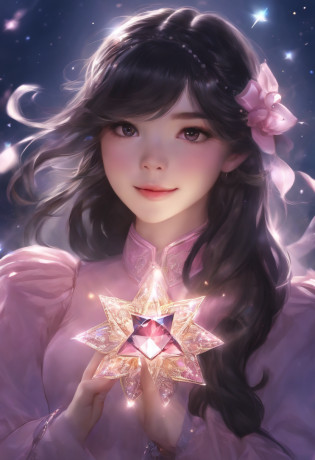 chest out, absurdres, superfine illustration,rainboweffect, highres, ultra detailed,light diffusion,highly detailed light reflection, kaleidoscope, harmonious, best shadow, highly detailed very beautiful big smile face, ;D, beautiful growing crystal diamond star pupil,look at viewer, beautiful detailed hair, solo, dynamic pose, beautiful detailed pink and black ribon, beautiful detailed High school uniform, Fantastic and the whole shines and shooting star and the wind is strong in detail background