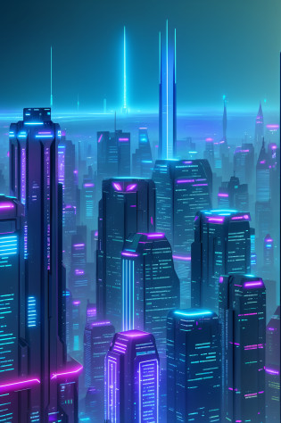 Artificial intelligence, Cyberspace, in a futuristic city (city of artificial intelligences), artificial intelligence codes, strong winged lights, with expensive flying neon colors