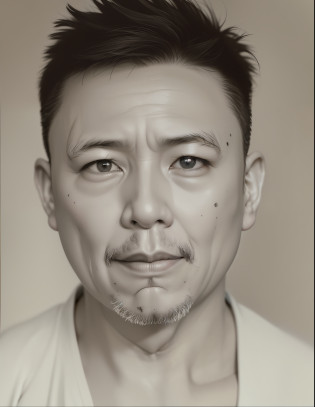 Realiy?Vicissitudes?Highest quality?50yearsold?Chinese man?Cantonese man?1960s-era?The chin is short and wide?The lower jaw is sunken?flathead