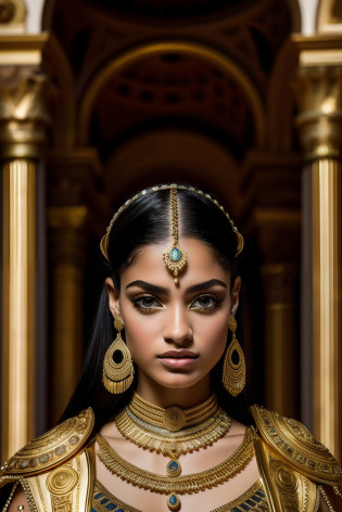 cleopatrah,Roupas gregas,belos olhos detalhados,beautiful detailed lips,long eyelashes,postura graciosa,confident expression,vestido ricamente decorado,golden accessories,cocar elaborado,joias ornamentadas,cetro real,Palace in the background,Trono ricamente adornado,atmosfera serena,cores vibrantes,impressive lighting,fotorrealista,historical portrait of Cleopatra 7,master part:1.2