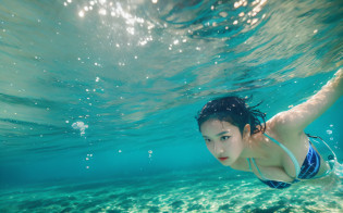 top-quality?There is a woman in a bikini swimming underwater, Underwater Swimming, Swimming in the water, floating underwater, underwater shot, Side profile in water, under the water, partially underwater, Visual distortion in water, underwater photo, Swim deep underwater, gofl course and swimming, underwater photo, in water! Up to the shoulder, Portrait of a woman in the water, underwater perspective