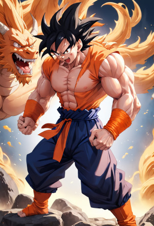 Dragon Ball Goku?Great ape, full body portrait?of a real?Facial features are carefully depicted?Realistic skin texture?Dark style?depth of fields?high light?Real light?Ray traching?oc rendered?Hyper-realistic?best qualtiy?8K?Works of masters?super-fine?Detailed pubic hair?Correct anatomy?sharp focus on eyes?facial features are carefully depicted. Goku Disfrutando de Fideos Chinos en un Restaurante