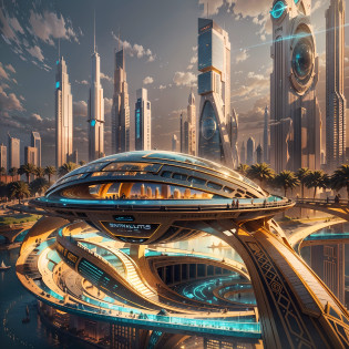 Enter a fascinating vision of the future through captivating futuristic imagery of the city of Dubai. The towering giant skyscraper is decorated with gold ornaments and a smooth glass curtain wall?pierce the sky, The vibrant lights of the city that never sleeps. In the midst of a bustling cityscape, An iconic giant pyramid-style high-tech building, Its architectural marvels are enhanced in a futuristic style. When the hovercar glides easily through the air?The city is full of life?Full of life??Full of life??Full of life??Full of life??Full of life??Full of life??Full of life??Full of wealth??Full of luxury??Full of technology??, State-of-the-art technology blends seamlessly with traditional Arabian luxury urban structures. This stunning work of art, Wearing a luxurious Arabian burqa?Arab beauty masked with gold veil?Standing on Balcony?Watch as magnificent cities use Pixai to bring powerful AI models to life, Show the limitless creativity and possibilities of our imagination. Experience the future of the cityscape at Pixai?Immerse yourself in a visionary world of art