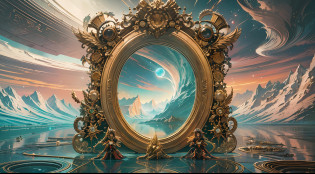 High quality,Ultra-detailed,Photorealistic:1.37,Masterpiece:1.2,A mirror beyond reality,incredible reflections,Phantom World,Size mixing,ethereal landscape,mysterious creature,Magical surrealism,Dreamlike atmosphere,remarkable color,A shift in perspective,magic realism,Reality and fantasy blend seamlessly,mind-bending illusions,A mysterious fusion of real and unreal,Unlimited imagination,Luxury details,Enchanting light and shadow,A whimsical twist,A visual experience like never before,Uncover the boundaries between reality and surreality,Otherworldly art,Intriguing symbolism,Fantastical visions,Explore the unknown,Blurring the line between fantasy and reality