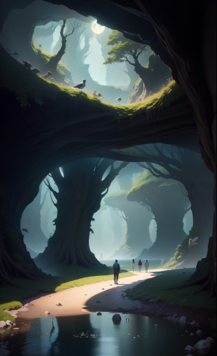 When I landed on the surface of the moon, I was amazed by what I saw. I found a magnificent scene, as if I were in a magical dreamland. The lunar underworld is a vast and mysterious labyrinth full of incredible wonders. The huge cave extends to the horizon and emits a faint blue light, like a dreamy aura. The interior of the cave is covered with colorful crystals that emit a dazzling glow, making you feel like you are in a magical crystal palace. At the end of the cave, a huge underground river flows slowly. The river has a mysterious purple color and gives off an intoxicating fragrance. Colorful plants float on the surface of the water, which shimmer in enchanting colors in the faint moonlight, like a dreamlike wonderland. Walking along the river, I found a huge underground forest. The trees rise tall, with dense foliage and flourishing. The trunk is covered with a strange texture, smooth and powerful, as if it contains endless energy. The animals in the forest are also unique and exotic, birds spread their wings and emit beautiful songs, and small animals play under the trees, like a harmonious and peaceful small world. Out of the underground forest, I came to a vast underground plain. The plain is covered with soft moon dust, like delicate fluff, and it makes a slight sound when stepping on the foot. At the end of the plain is a huge underground city. Towering buildings stand on the plain and exude modern technology. Through the transparent fa�ade of the building, you can see the people coming and going in the city. This underground world made me feel the boundless imagination and creativity of human beings, and it is a mysterious and fascinating place.